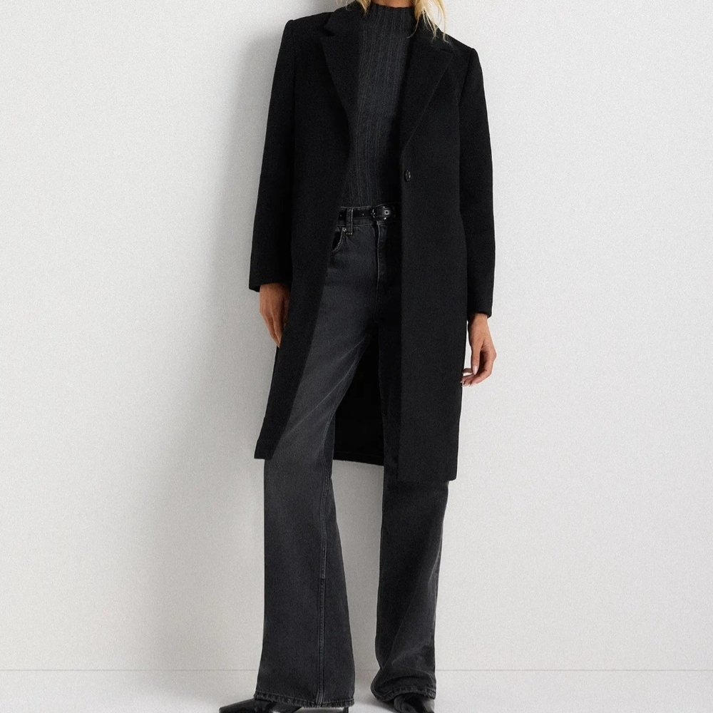 Quince Black Wool Cashmere Coat NWT S Cos